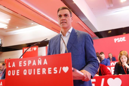 El president del Govern, Pedro Sánchez, ahir, al comitè federal del PSOE celebrat a Madrid.