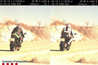 Las dos motocicletas pilladas a más de 200 km/h en Camarasa.