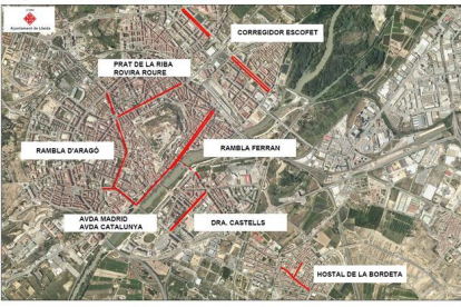 Talls a la ciutat de Lleida pel Dia sense Cotxes
