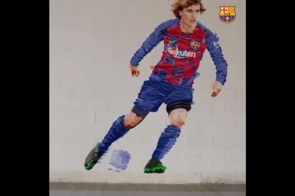 Un artista leridano realiza el anuncio del fichaje de Griezmann por el Barça