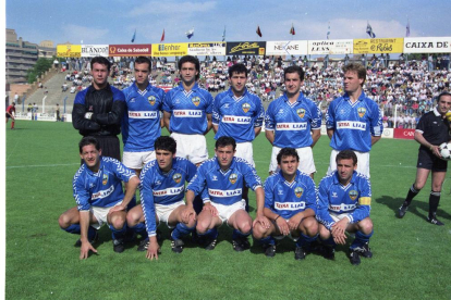 Alineación del Lleida en el partido ante el Mirandés, en 1990.