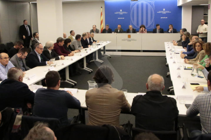 Un momento de la reunión de este miércoles en Lleida, encabezada por el presidente Torra.