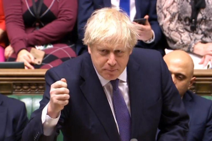 El primer ministro Boris Johnson durante el debate previo a la votación del acuerdo en Westminster.