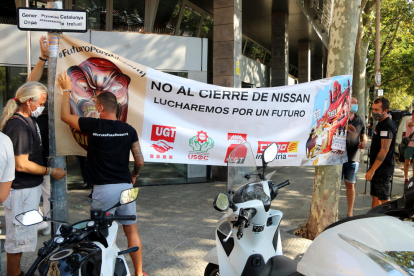 Protesta de los trabajadores de Nissan el martes en Barcelona.