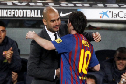 Guardiola i Messi, en foto d’arxiu, podrien retrobar-se molt aviat.