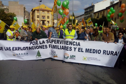 Imagen de la cabecera de la marcha celebrada ayer por las calles de Calatayud.