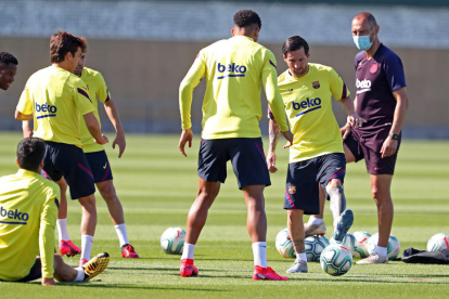 El Barça va tornar ahir a l’activitat a la Ciutat Esportiva amb entrenaments per a grups reduïts.