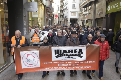 Imagen de archivo de una protesta de la marea pensionista de Lleida.