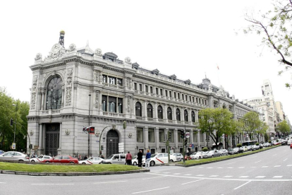 Imatge de la façana de l’edifici del Banc d’Espanya, a Madrid.