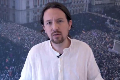 El líder de Podem, Pablo Iglesias, al vídeo publicat ahir al seu Twitter.