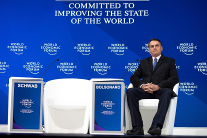 El presidente brasileño Jair Bolsonaro en la cumbre de Davos.