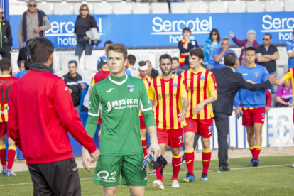 Víctor Vidal, el pasado 14 de abril cuando debutó con el primer equipo en la Nova Creu Alta de Sabadell.