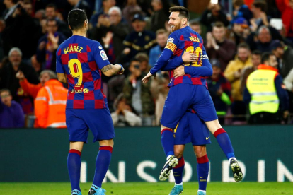 Messi celebra un gol durant un partit recent.