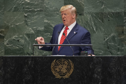 El president dels Estats Units a l’Assemblea de l’ONU, ahir.