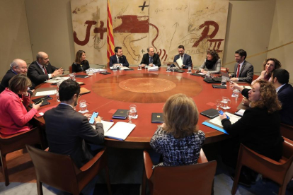 Un moment de la reunió d’ahir del Consell Executiu a Barcelona.