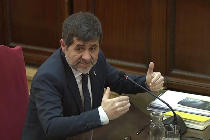 Jordi Sànchez, durant la seua declaració al Tribunal Suprem, ahir a Madrid.