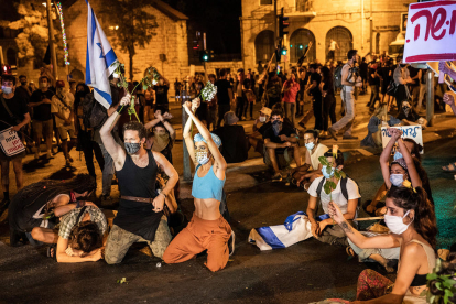 Un momento de una de las protestas contra Netanyahu.