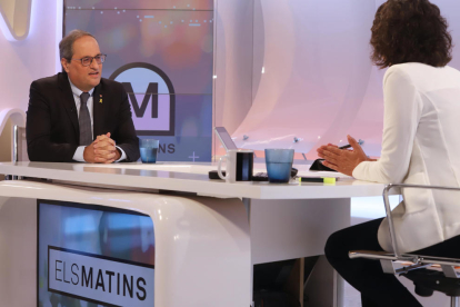 El presidente del Govern, Quim Torra, entrevistado en TV3 este lunes.