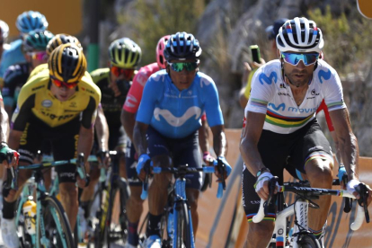 Alejandro Valverde i Nairo Quintana, en un instant de l’etapa.