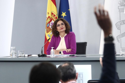 La ministra de Hacienda, María Jesús Montero, tras el Consejo de Ministros del martes.