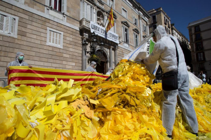 Varios miembros de los CDR de Sabadell se enfrentaron al president de la Generalitat, Quim Torra.