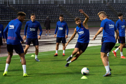 Antoine Griezmann, durant l’entrenament del FC Barcelona a Tòquio.