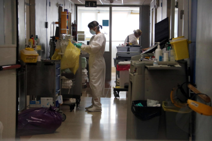 Imatge de la planta Covid de l’hospital de Palamós, en una imatge d’ahir.