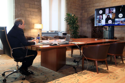 Torra se entrevistó mediante videoconferencia con alcaldes de los pueblos confinados del Baix Segre.