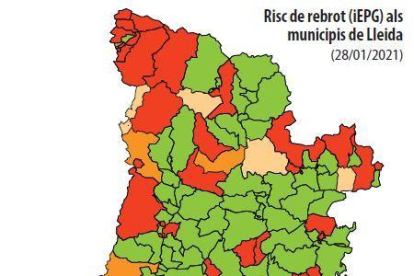 Risc de rebrot als municipis de Lleida.
