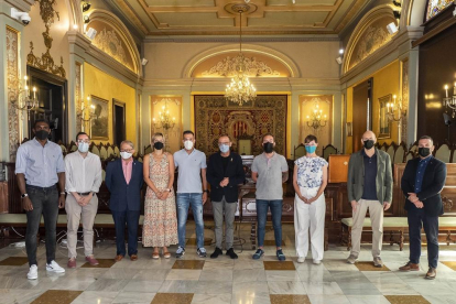 Miquel Pueyo, Carles Sisteré i Ignasi Amor, ahir durant la reunió a la Paeria.