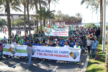 Un miler d’agricultors van sortir ahir al carrer a Almeria en defensa del sector primari.