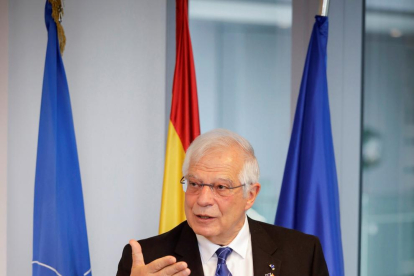Josep Borrell ayer en su comparecencia en Bruselas.
