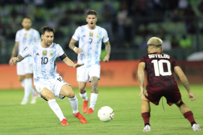 Messi, durant el partit contra Veneçuela.