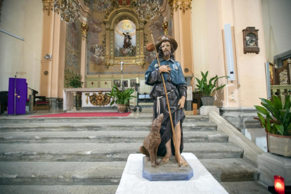 La imatge de Sant Roc, a la col·legiata de Santa Maria.