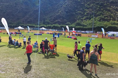La competición arrancó ayer en el campo municipal de fútbol de Rialp, dividido en cuatro pistas. 