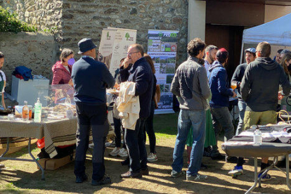 Varias paradas del 'Mercat de la terra' instalado en el Parc del Cadí de la Seu d'Urgell en el marco del encuentro del colectivo de Cuineres i Cuiners Slow Food Km0.