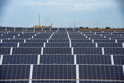 Vista dels panells solars d'un parc fotovoltaic.