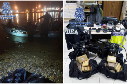 Imatges facilitades per la Policia Nacional de l’operació a Avilés i de la droga confiscada.