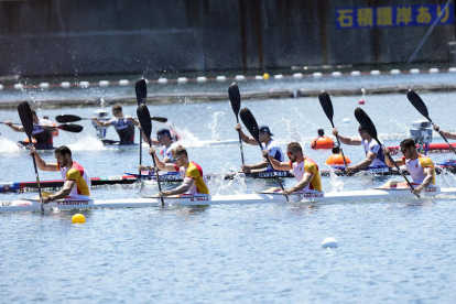 El leridano Saúl Craviotto encabeza la embarcación española durante su serie eliminatoria, en la que el K4 logró el mejor registro olímpico por delante de Eslovaquia.