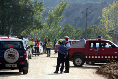 Els equips de rescat que van trobar el cos a Vilaverd.