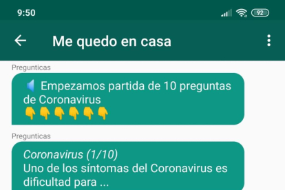 Creen un Trivial sobre el coronavirus amb preguntes a través de WhatsApp