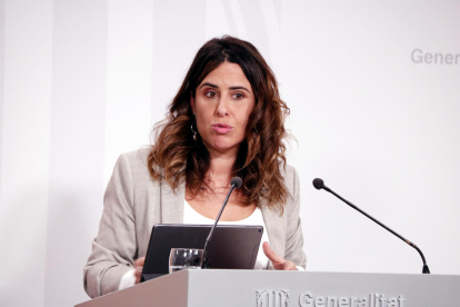 La portaveu del Govern, Patrícia Plaja, en la roda de premsa posterior al Consell Executiu.