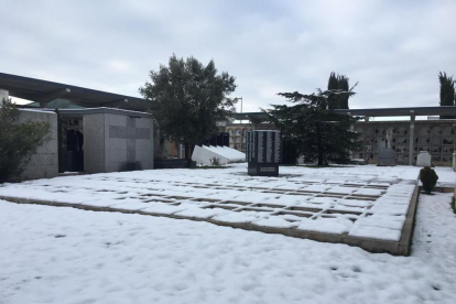 La neu acumulada al Cementiri de Lleida