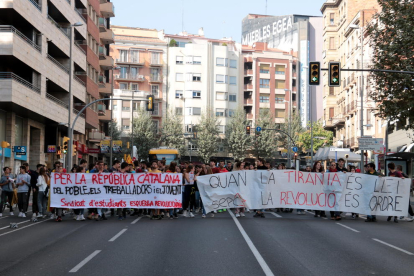 La manifestació d'estudiants d'aquest dijous a Lleida.