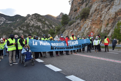 Las colas que la protesta generó en la C-14 en dirección hacia Lleida. 