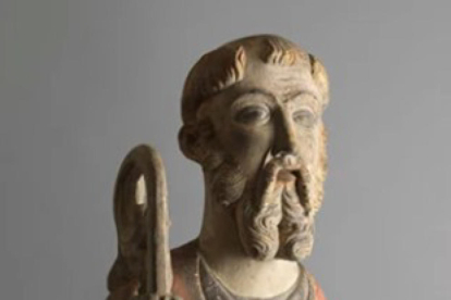 L'escultura gòtica de Sant Antoni Abad que ha rebut en dipòsit el Museu de Lleida.