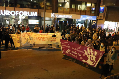 Manifestació contra la violència masclista el 25-N a Lleida.