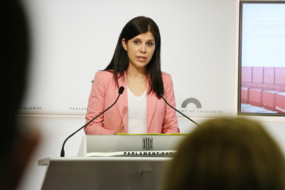 La portaveu d'ERC, Marta Vilalta, en roda de premsa al Parlament aquest dimarts.
