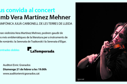 L'OJC i Vera Martínez Mehner, violinista, ens oferiran una vetllada musical amb peces de Txaikovski i Elgar.