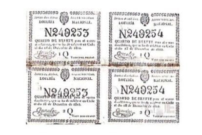 Els primers bitllets de la Loteria de Nadal, de 1812.